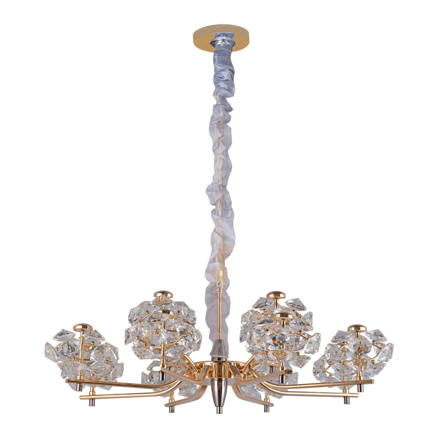 Modern Crystal Branch Chandelier in Gold Finish