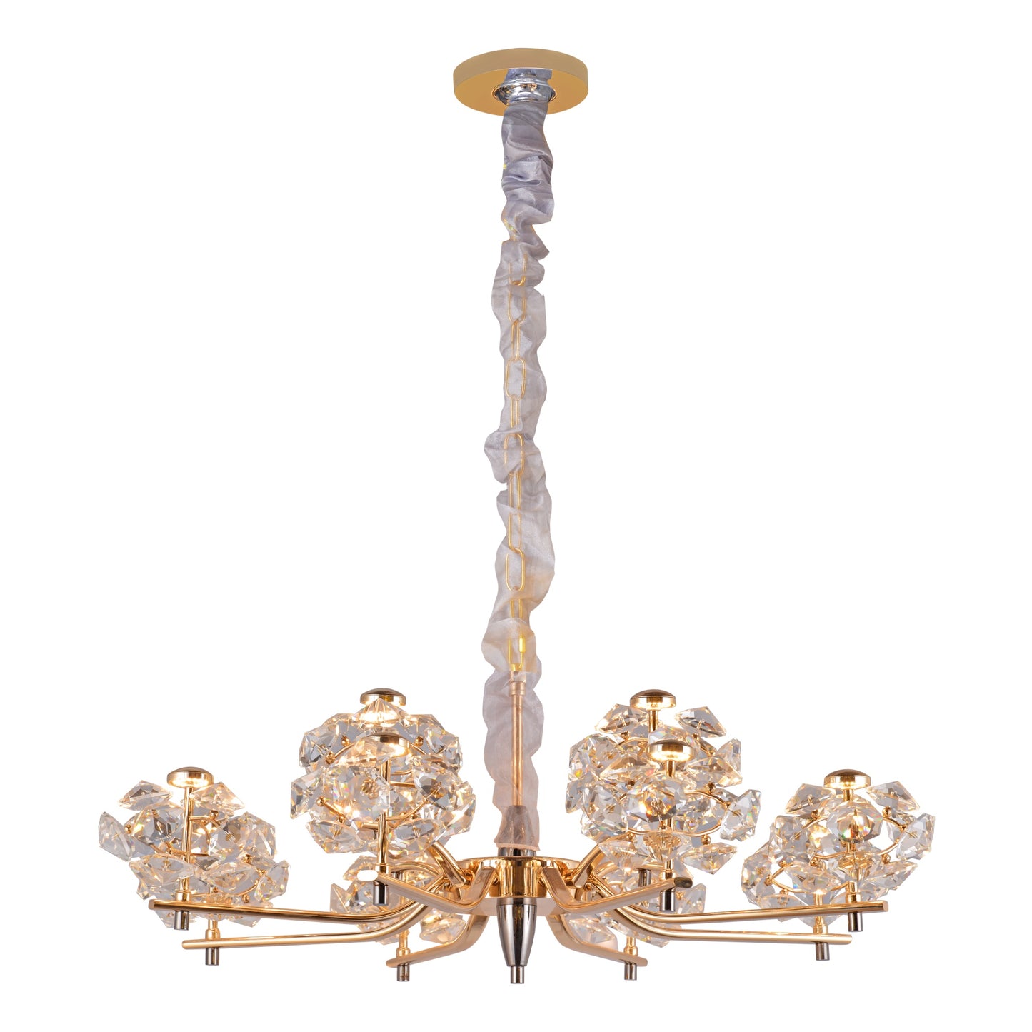 Modern Crystal Branch Chandelier in Gold Finish