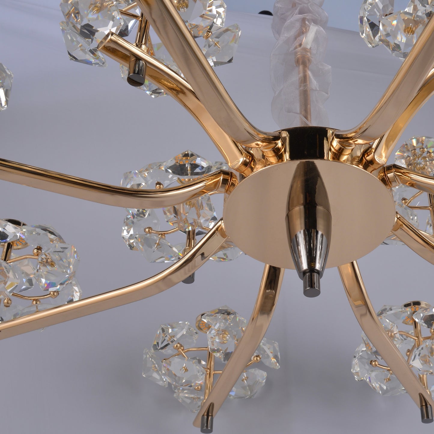 Modern Crystal Branch Chandelier in Gold Finish